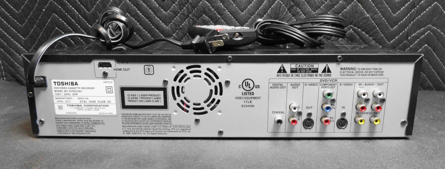 Toshiba DVR620KU DVD Recorder VCR Combo W/ REMOTE Dubbing Transfer VHS to DVD