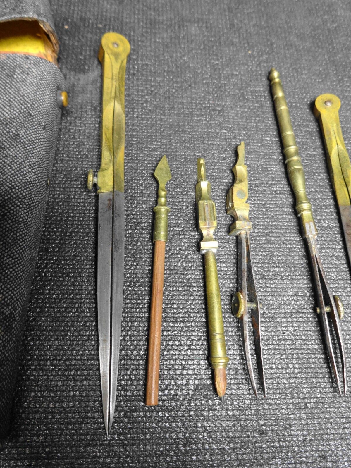 Antique Georgian Shagreen Etui Drafting Tools Kit Architect Cartography Box RARE