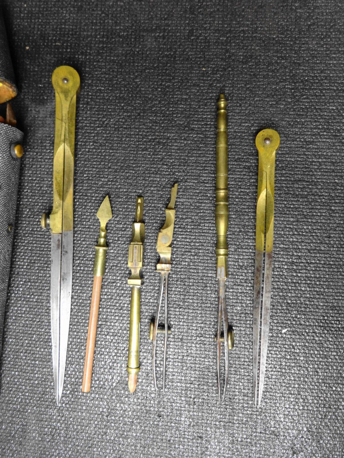 Antique Georgian Shagreen Etui Drafting Tools Kit Architect Cartography Box RARE