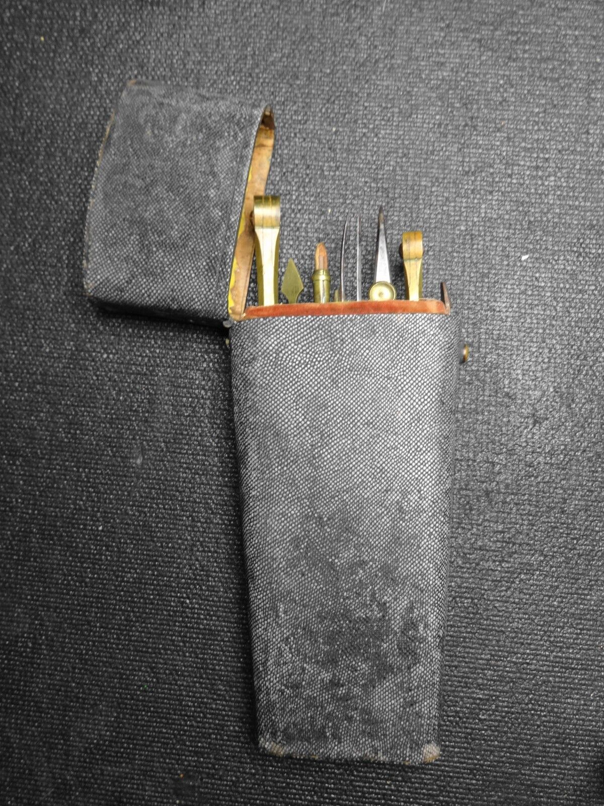 Antique Georgian Shagreen Etui Drafting Tools Kit Architect Cartography Box RARE