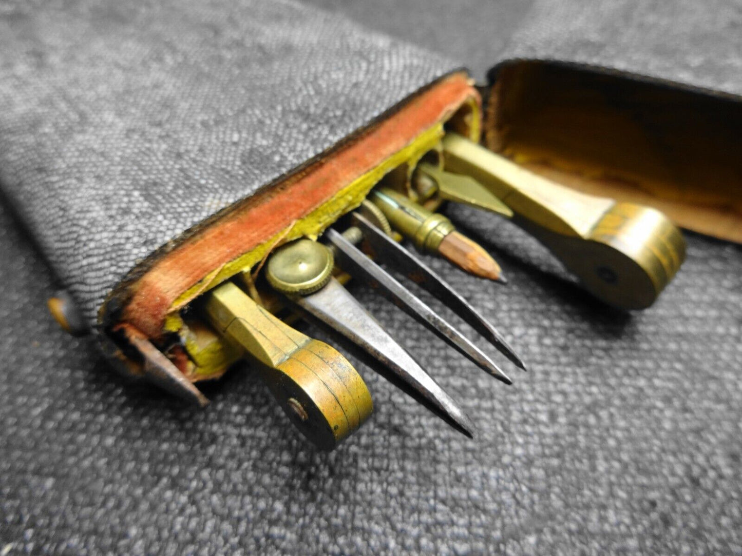 Antique Georgian Shagreen Etui Drafting Tools Kit Architect Cartography Box RARE