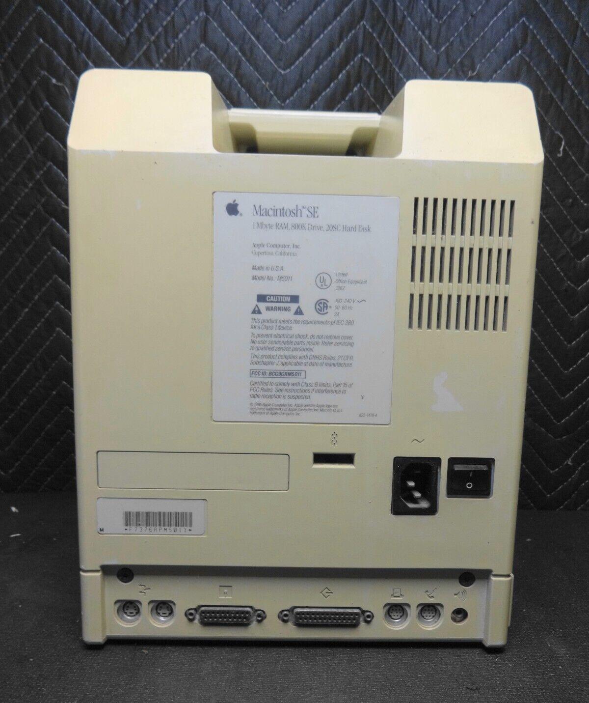 Vintage Apple Macintosh SE M5011 Computer - Powers on and Posts