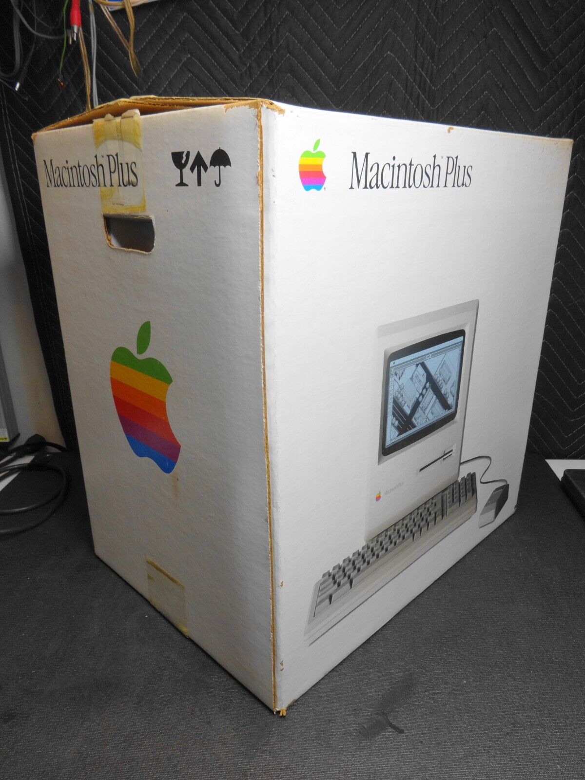 RARE Macintosh Plus Original Box Only Vintage w/ Foam, Stickers, Accessory Box