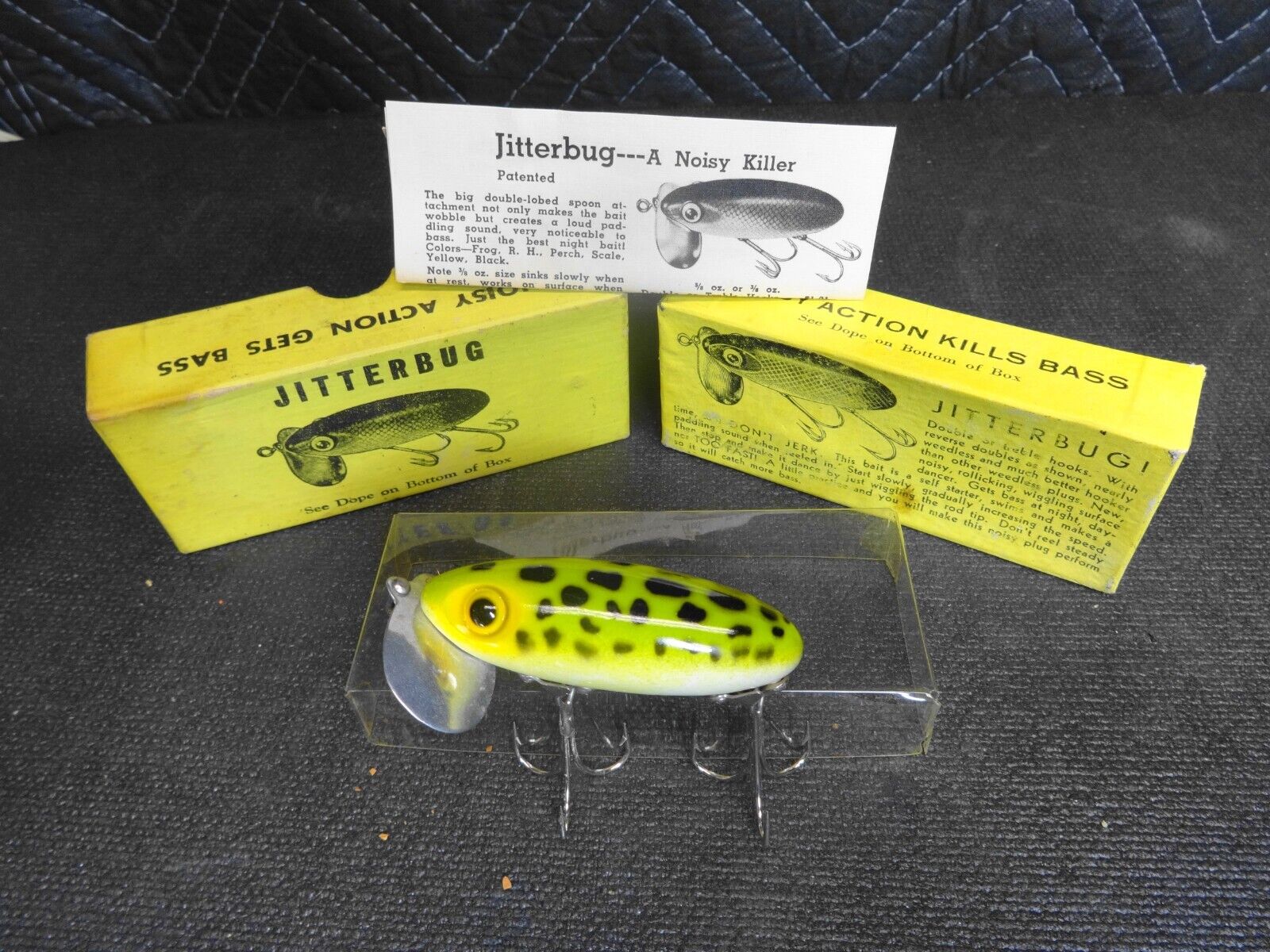 Fred Arbogast Fishing lures Lot of 4 Jitterbugs Antique Vintage