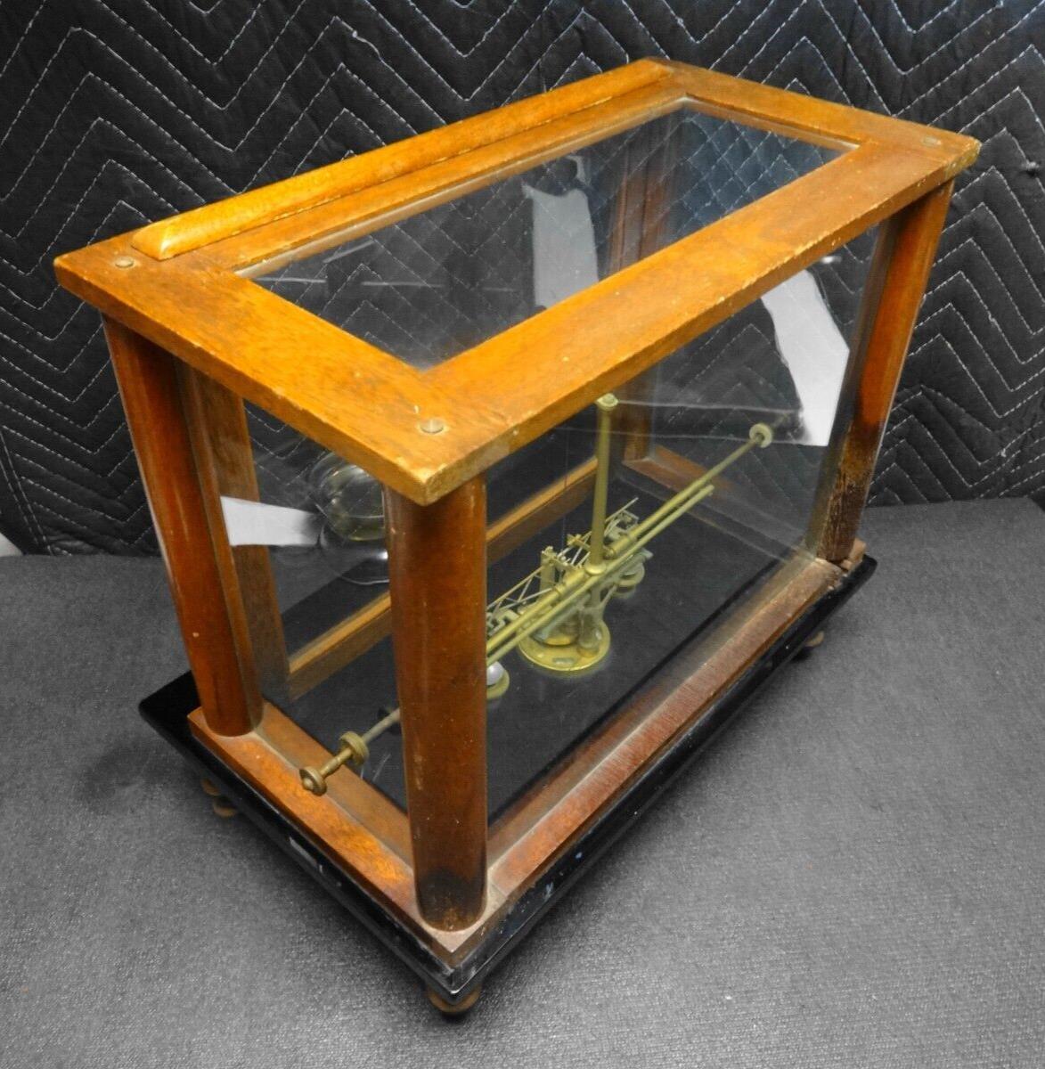 ANTIQUE Button Balance Gold Scale by G.P. Keller, Salt Lake City WALNUT CASE