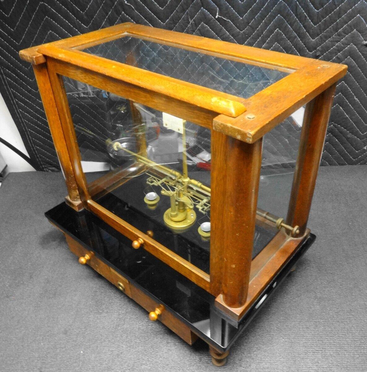 ANTIQUE Button Balance Gold Scale by G.P. Keller, Salt Lake City WALNUT CASE