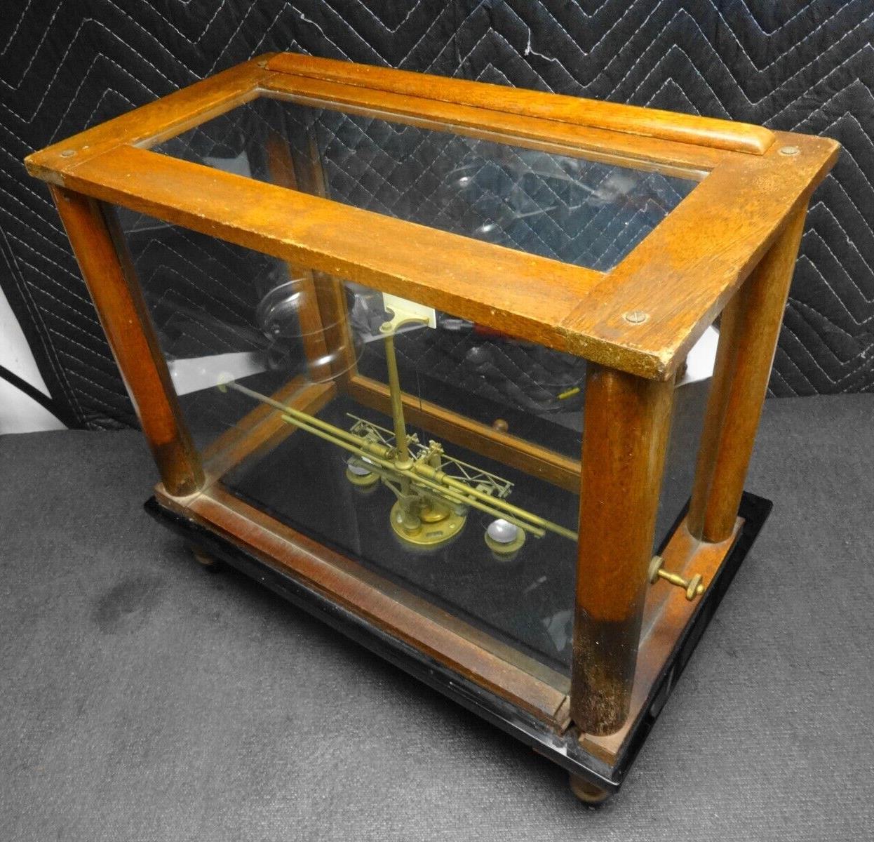 ANTIQUE Button Balance Gold Scale by G.P. Keller, Salt Lake City WALNUT CASE