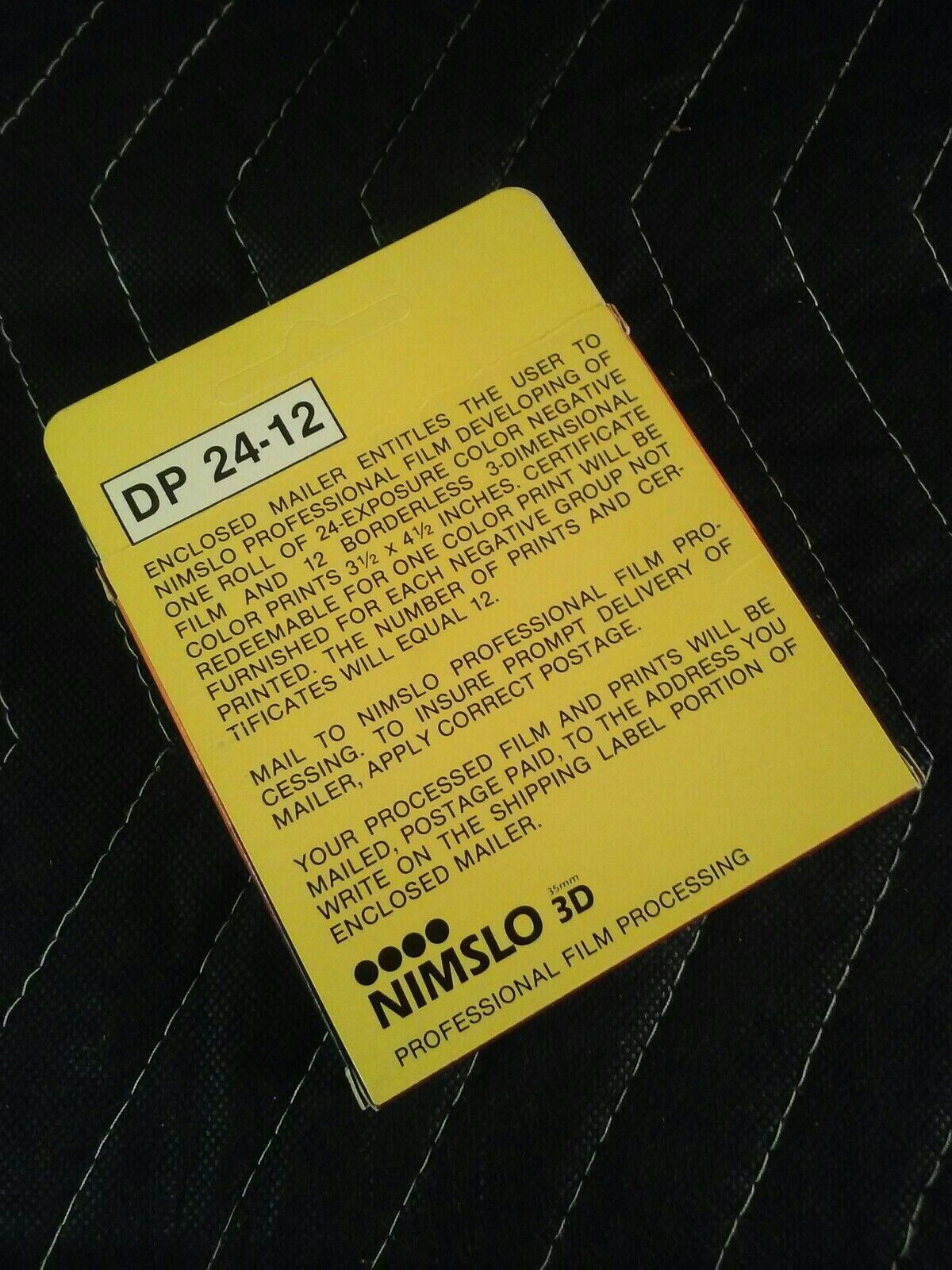 Nimslo 3D Pre-Paid Processing Mailer