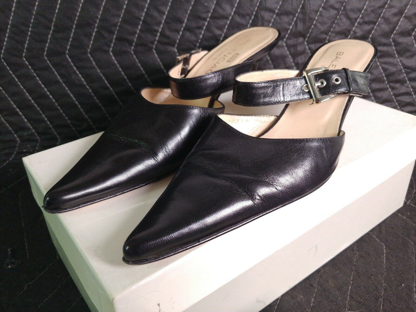 BALENCIAGA Black Knife Leather Pointed Heel - Size 38