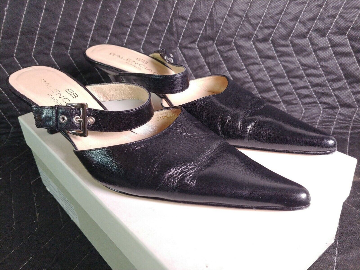 BALENCIAGA Black Knife Leather Pointed Heel - Size 38