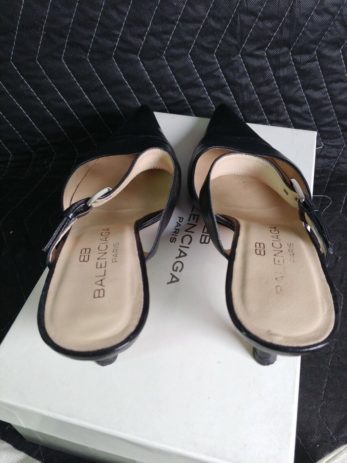 BALENCIAGA Black Knife Leather Pointed Heel - Size 38