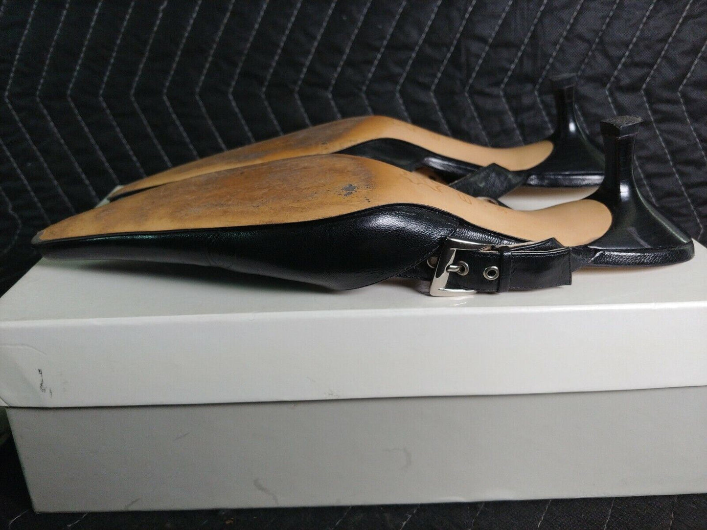 BALENCIAGA Black Knife Leather Pointed Heel - Size 38