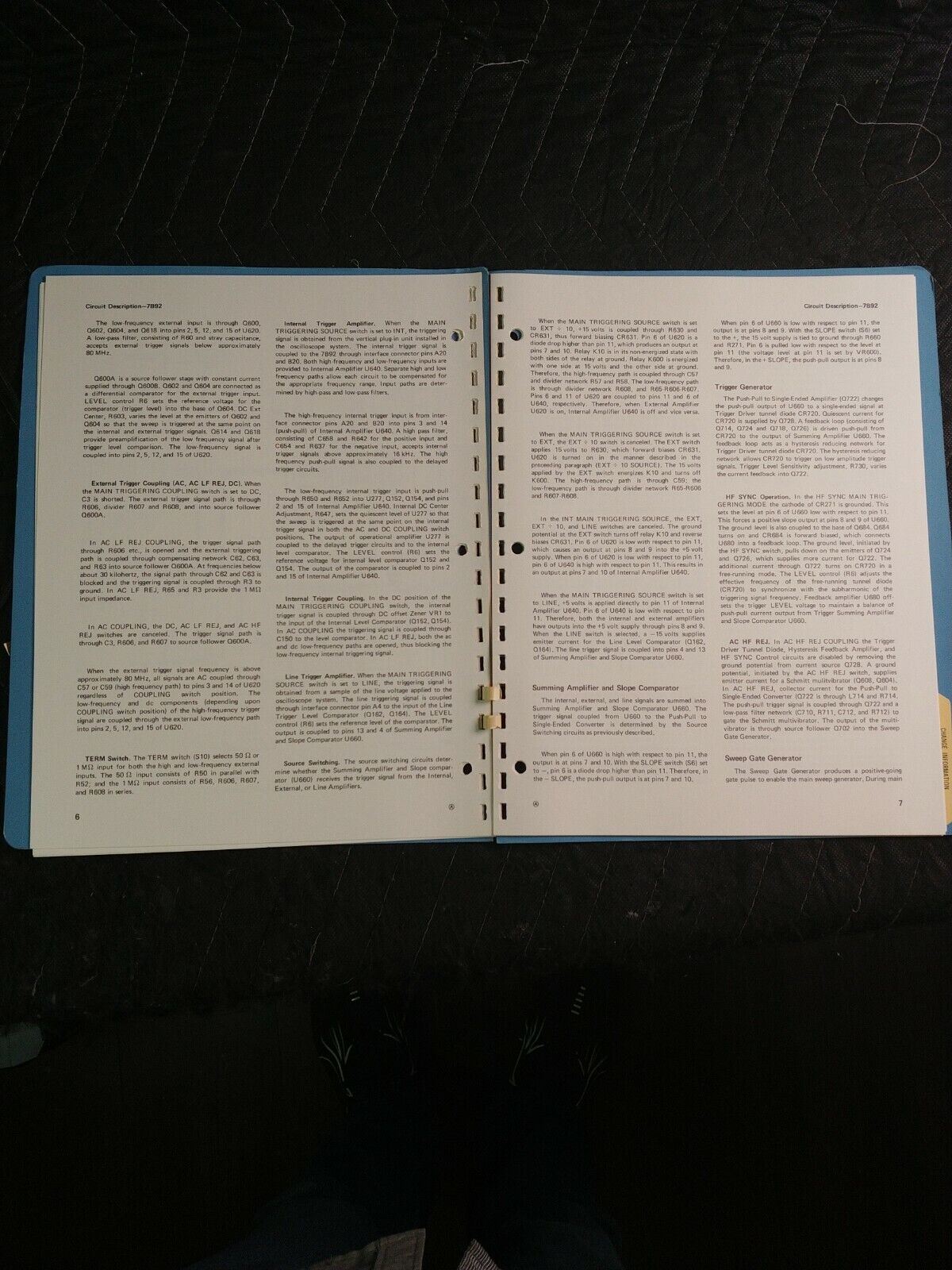 Instruction Manual for  Tektronix  7B92 Circuit Description Supplement