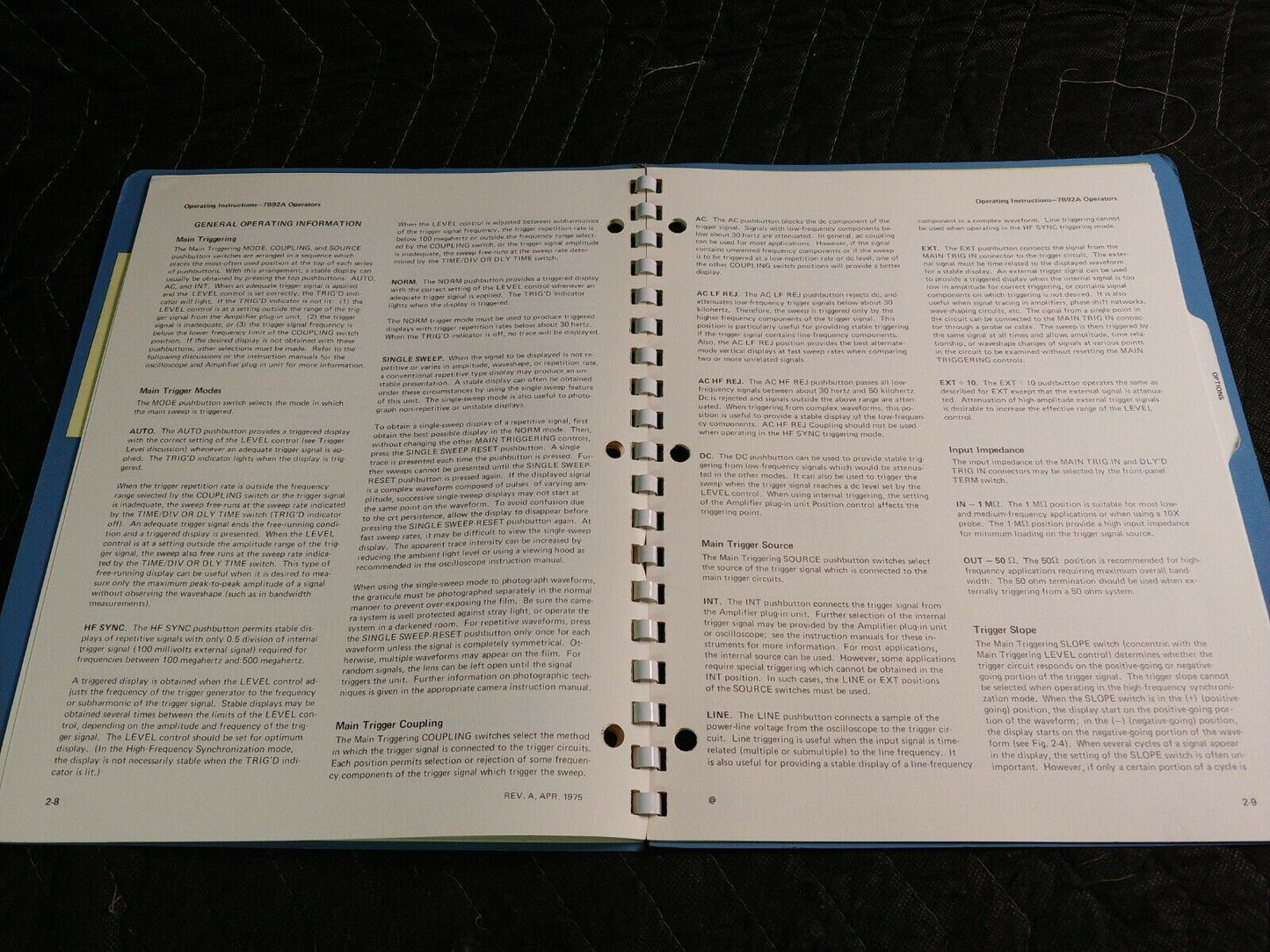 Instruction Manual for  Tektronix  7B92A Dual Time base