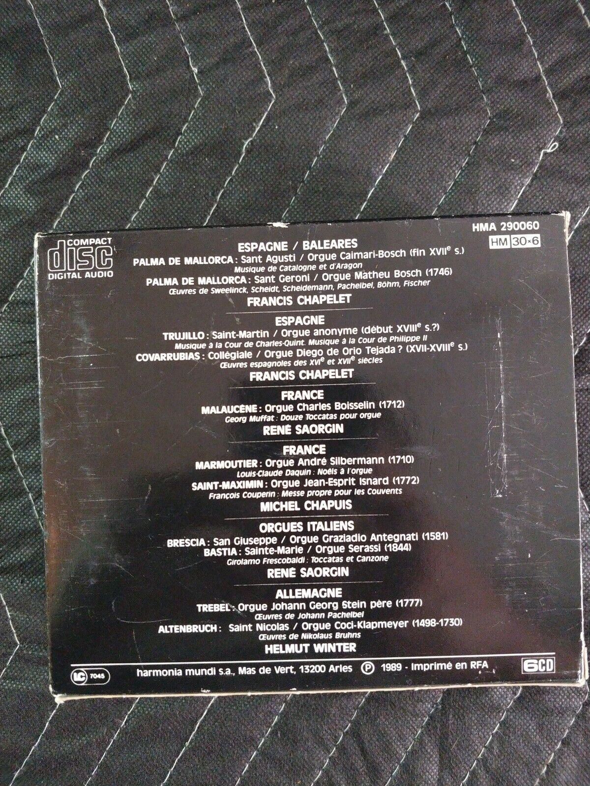 Orgues Historiques d´Europe CHAPELET SAORGIN CHAPUIS HARMONIA MUNDI 6 CD BOX