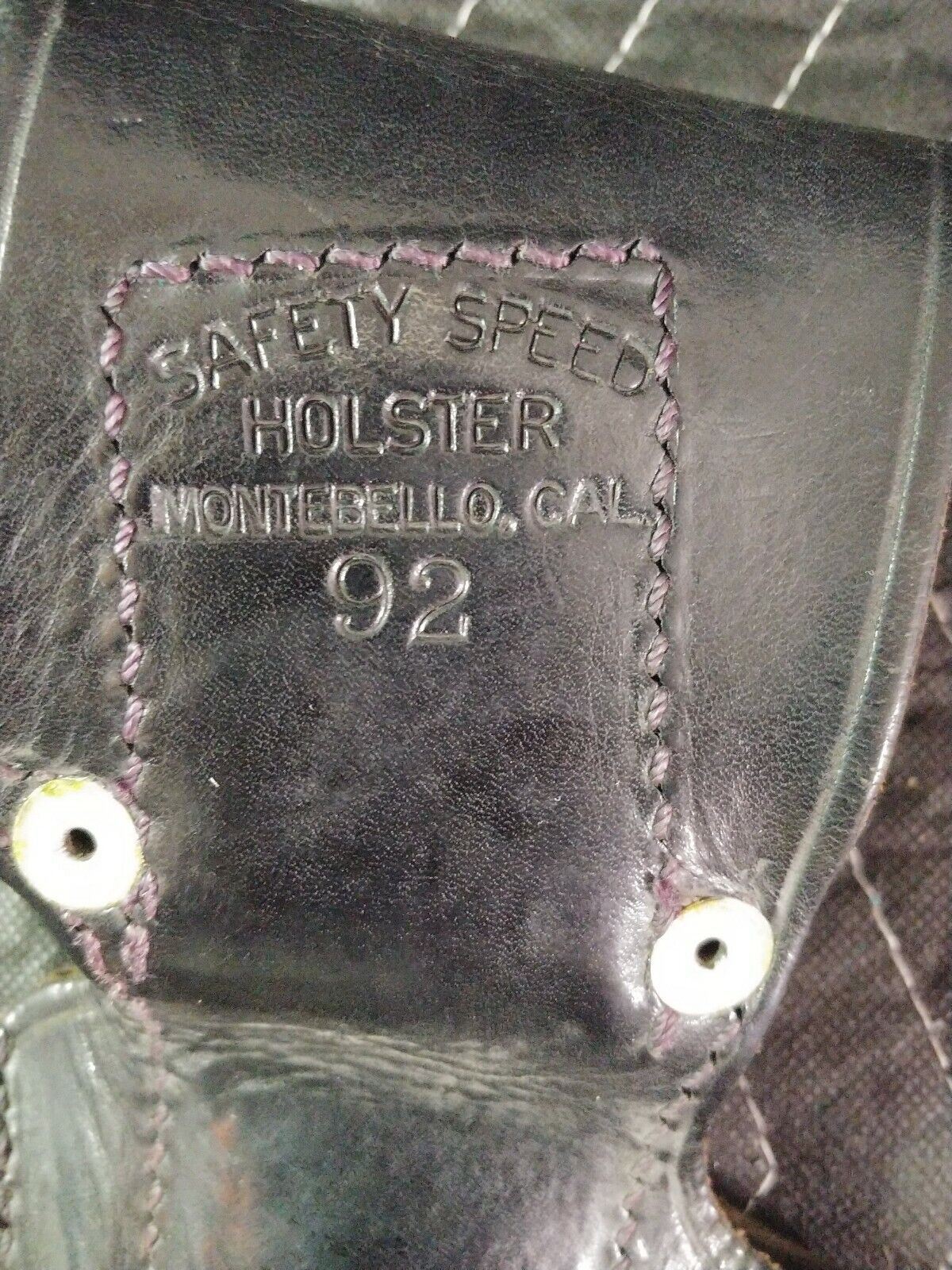 Vintage Safety Speed Black Leather Montebello California Holster 92