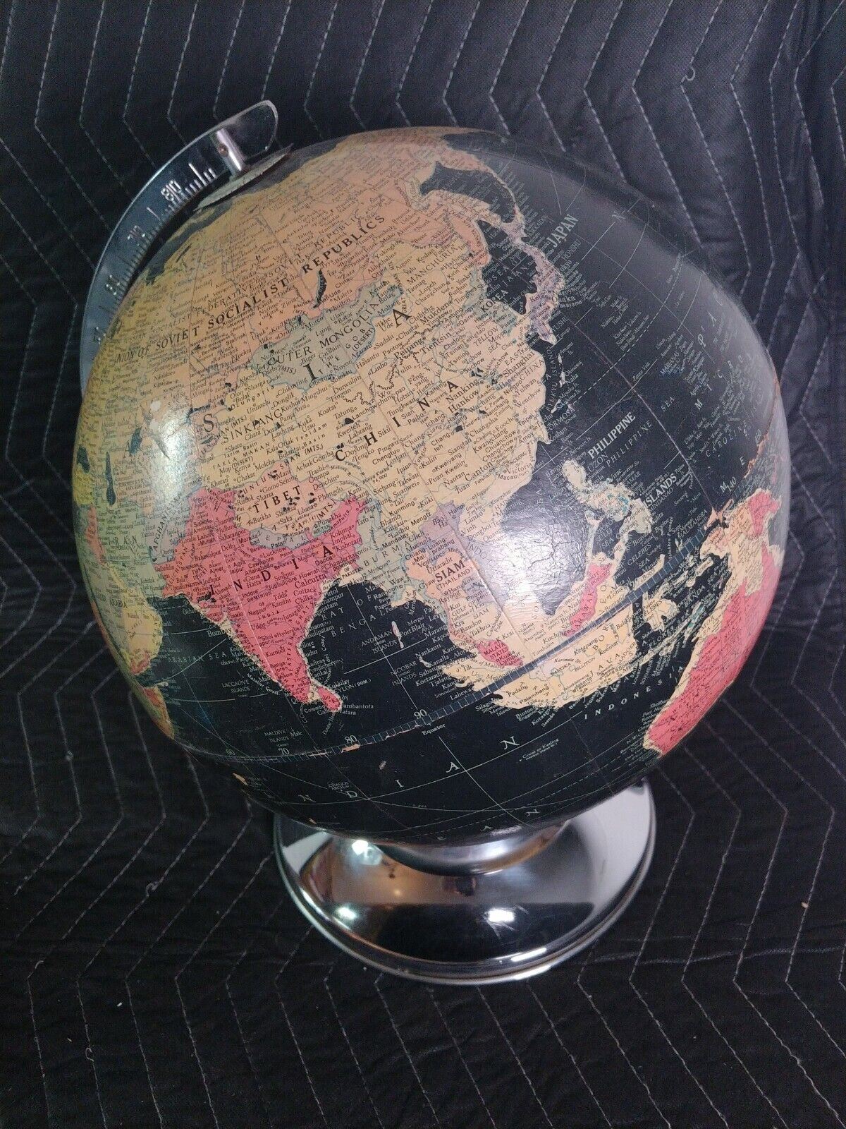 Replogle Vintage Black 12" Precision Globe w/ Silver Base - Made in USA