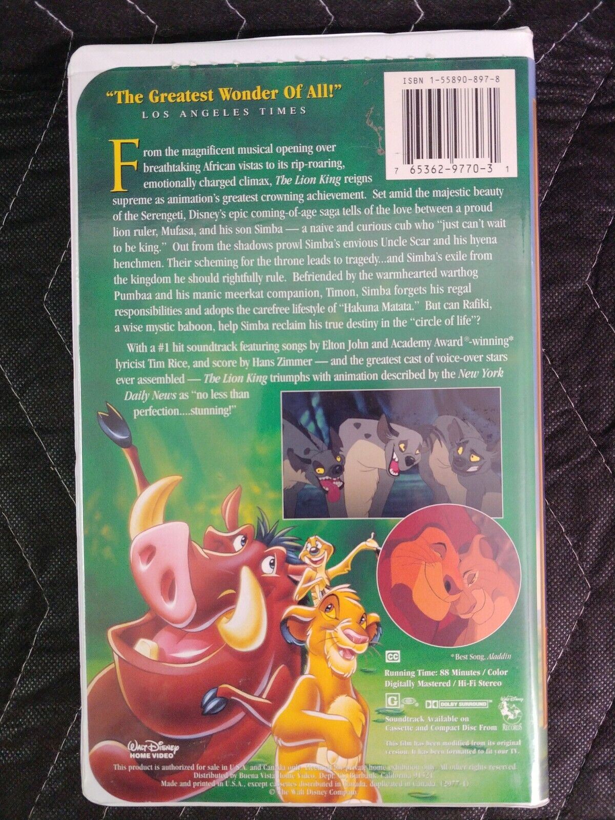 Vtg 1995 Walt Disney's The Lion King Masterpiece Collection VHS Tape #2977