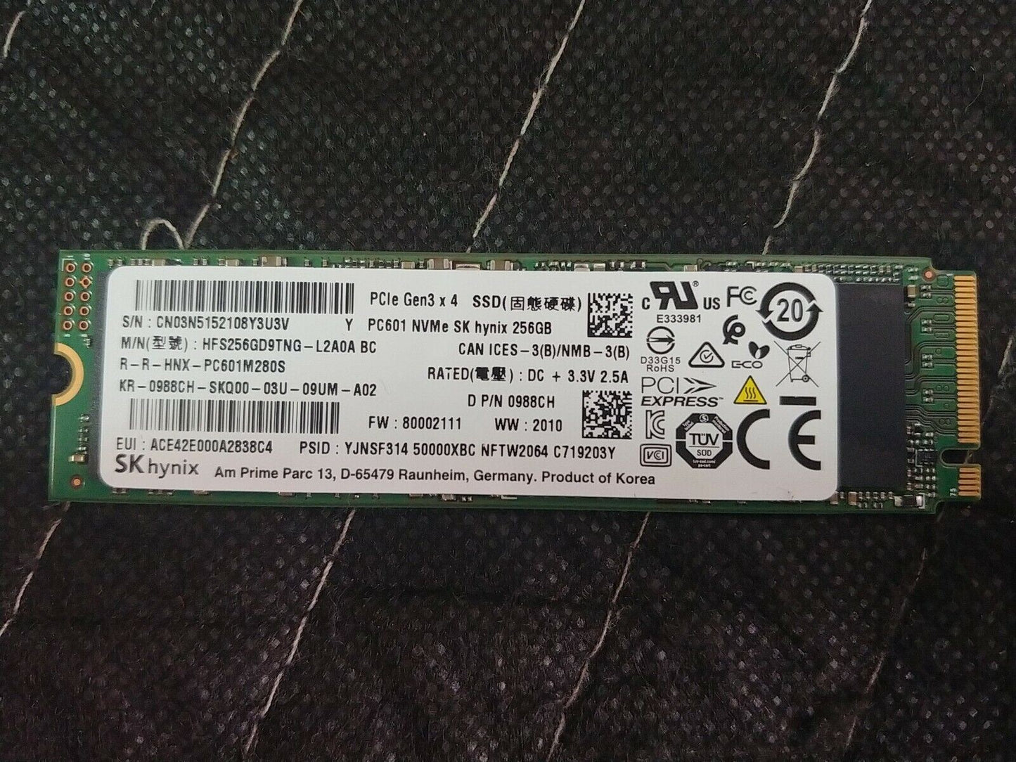 SK Hynix 256GB SSD NVMe PC601 80mm PCIe Gen3 x 4 HFS256GD9TNG-L2A0A NOS