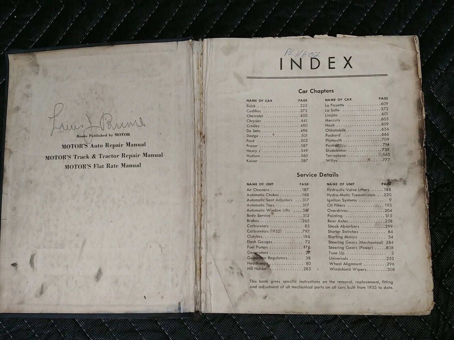 1952 Motors Auto Repair Manual Fifteenth Edition First Printing