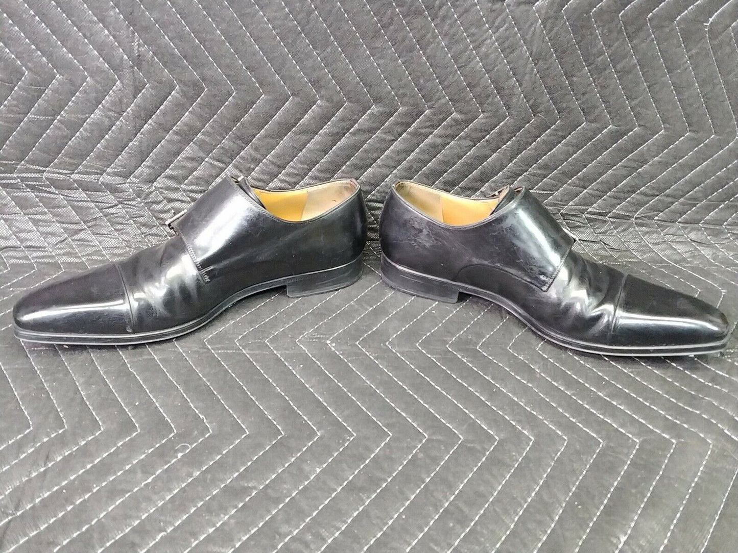 MAGNANNI Gaumet Sz-9 Black Leather Double Monk Strap Cap Toe Dress Shoes 11677