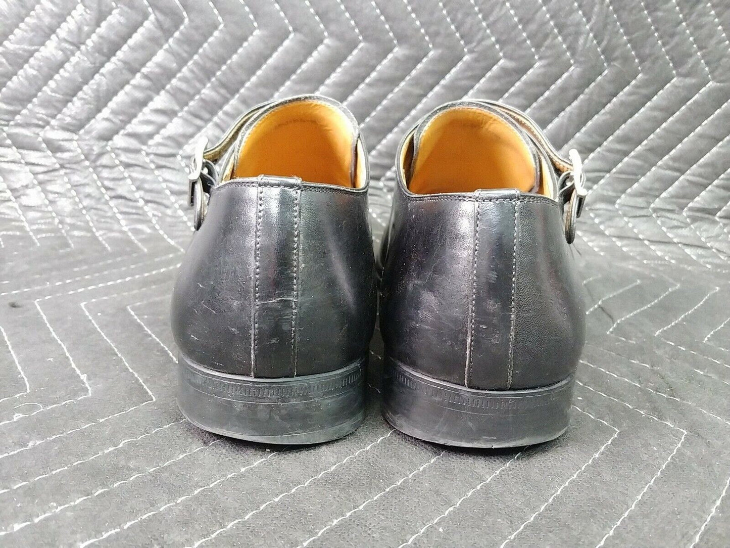 MAGNANNI Gaumet Sz-9 Black Leather Double Monk Strap Cap Toe Dress Shoes 11677