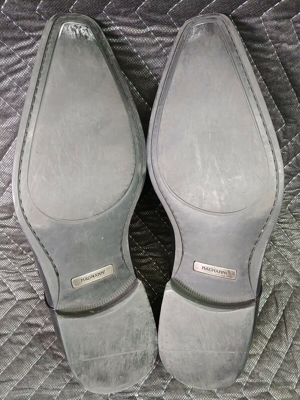 MAGNANNI Gaumet Sz-9 Black Leather Double Monk Strap Cap Toe Dress Shoes 11677