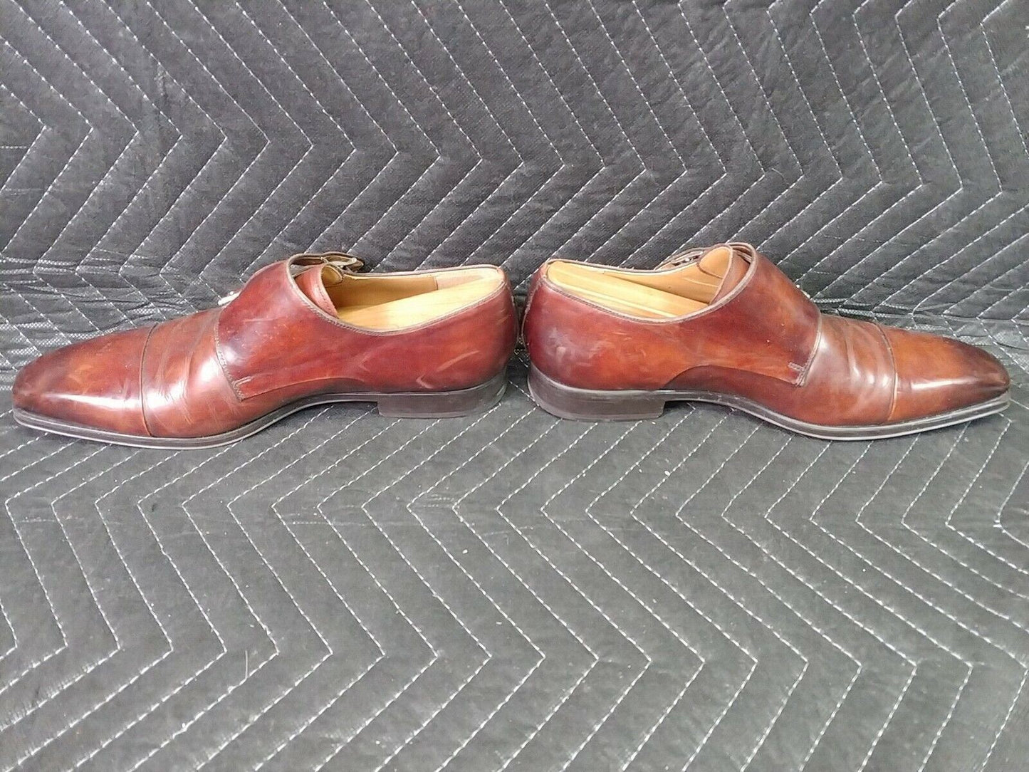 Magnanni Double Monk Strap Loafer Brown Leather Mens 9 M Dress Shoes