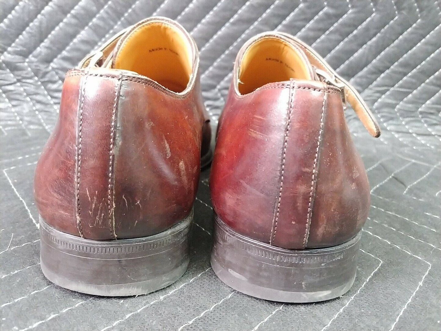 Magnanni Double Monk Strap Loafer Brown Leather Mens 9 M Dress Shoes