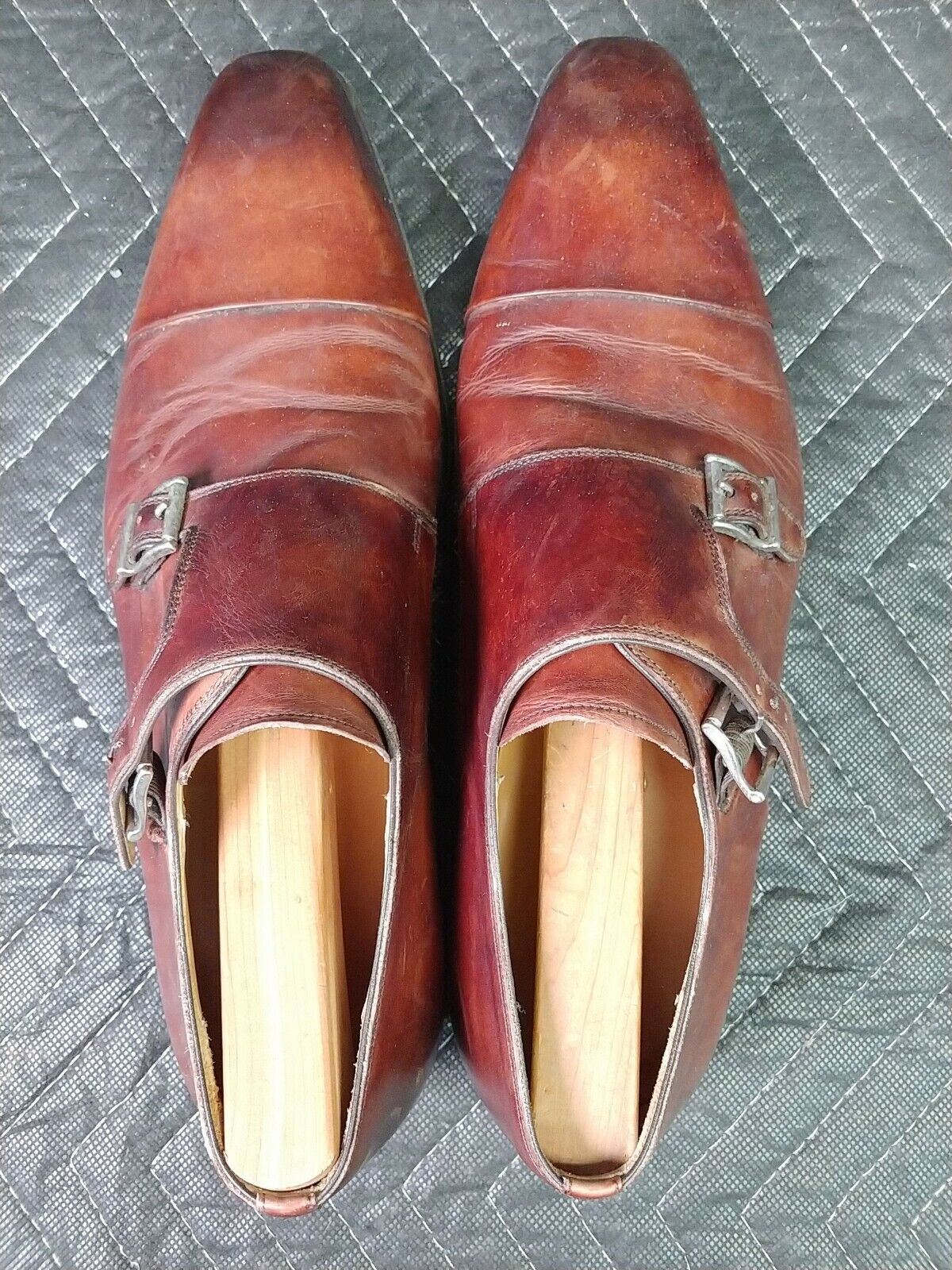 Magnanni Double Monk Strap Loafer Brown Leather Mens 9 M Dress Shoes