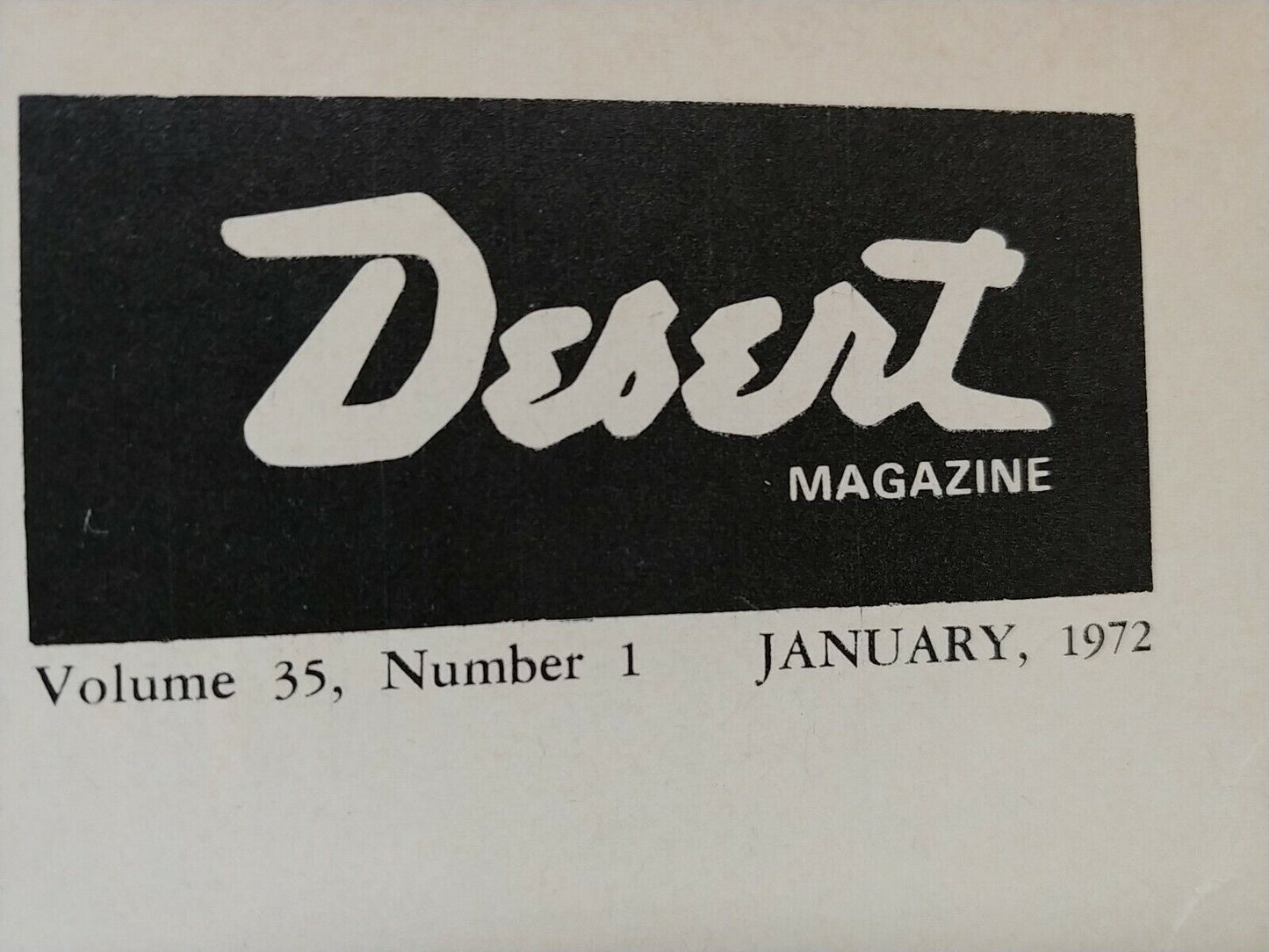 Vintage Desert Magazine January 1972