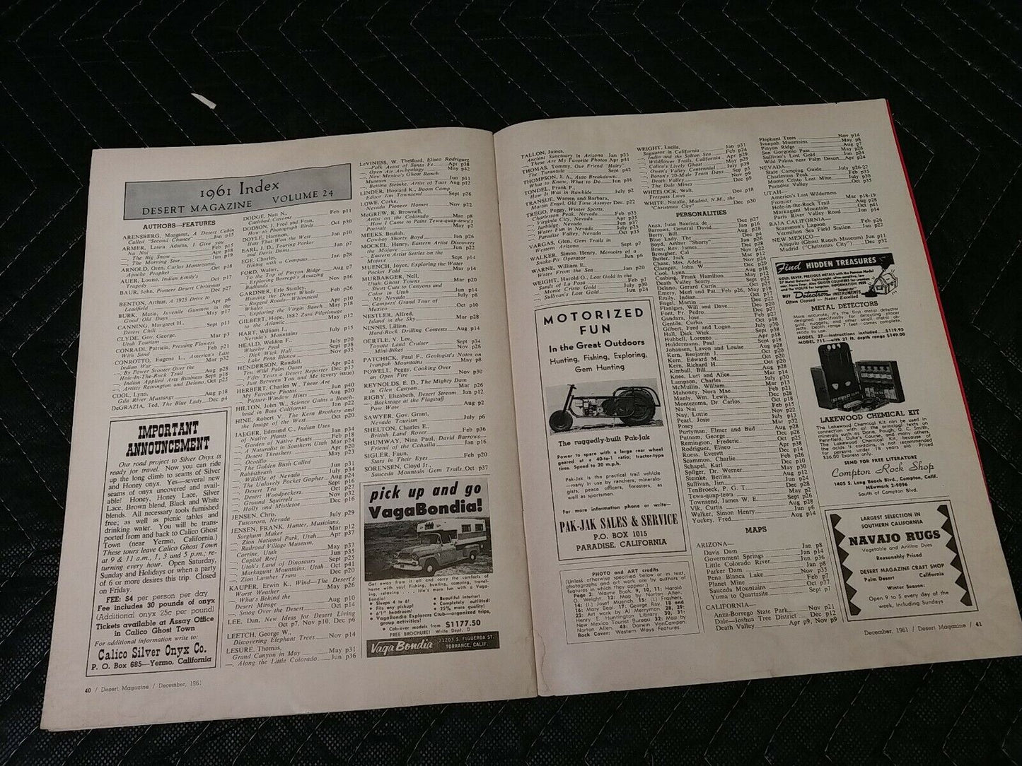 Vintage Desert Magazine December 1961