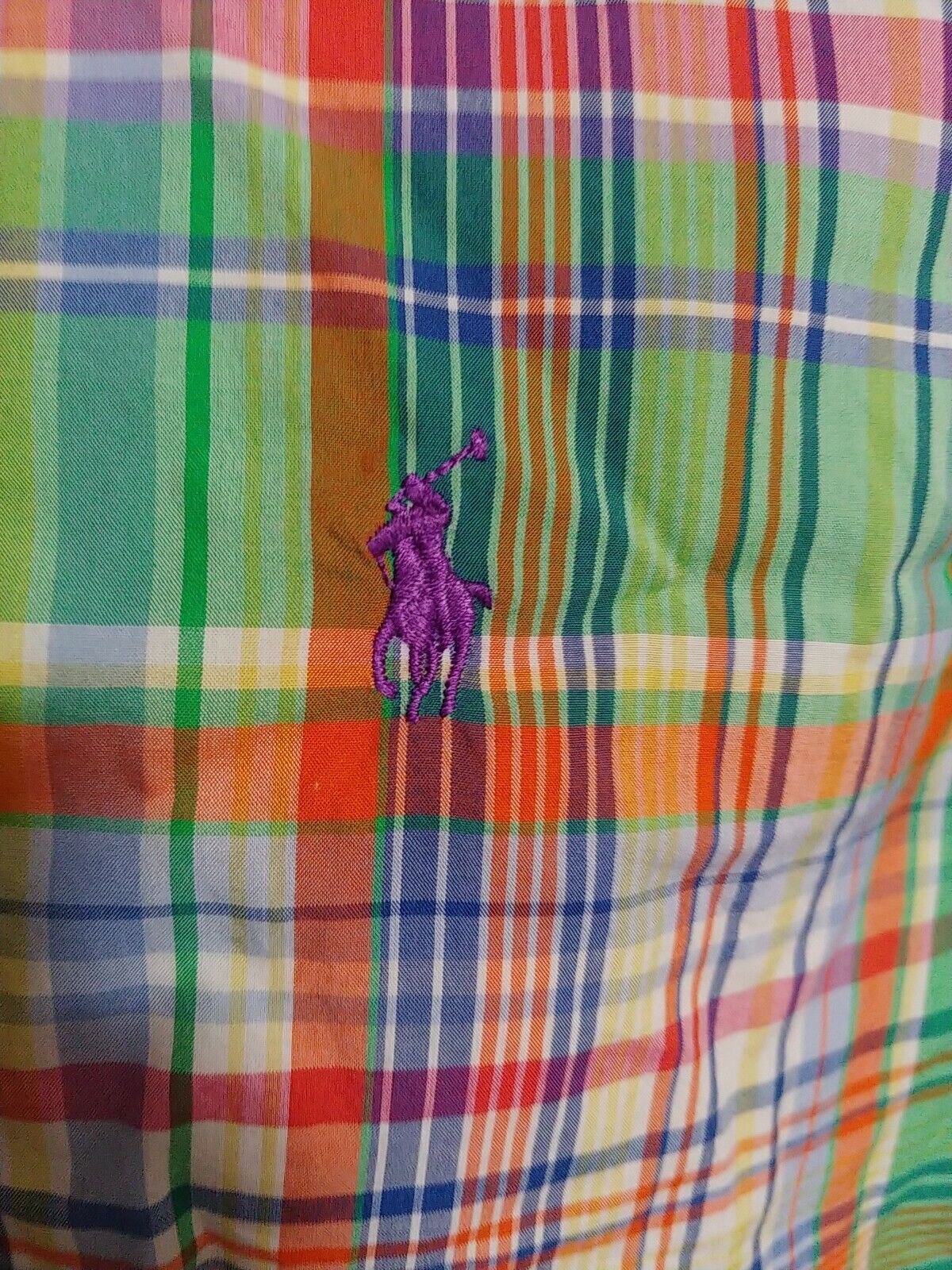 Mens Ralph Lauren Blue Size Small SP Plaid Checks Polo Pony Long Sleeve Shirt