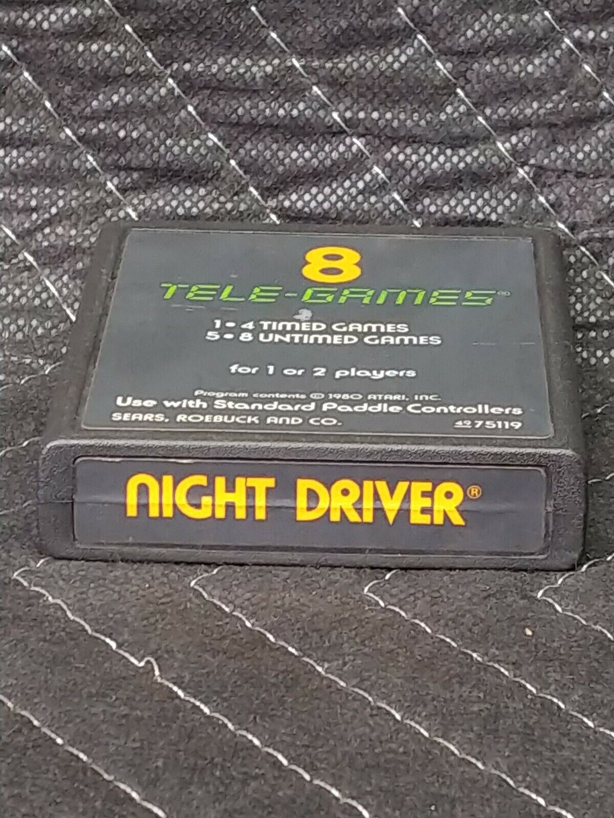 8 Tele-Games Night Driver Atari 2600 Sears Text Label Game