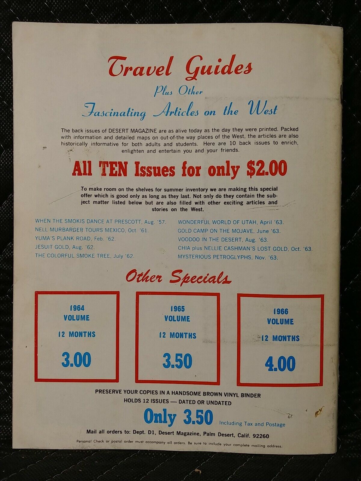 Vintage Desert Magazine July/August 1967
