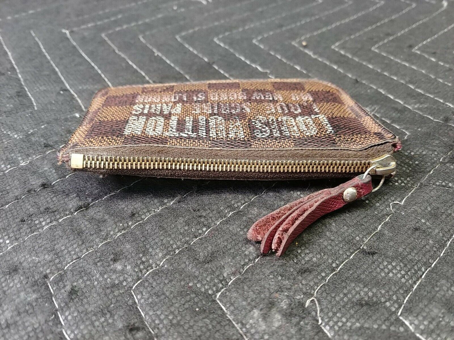 Authentic LOUIS VUITTON Key Cles Pouch Coin Card Holder Charm Damier Ebene