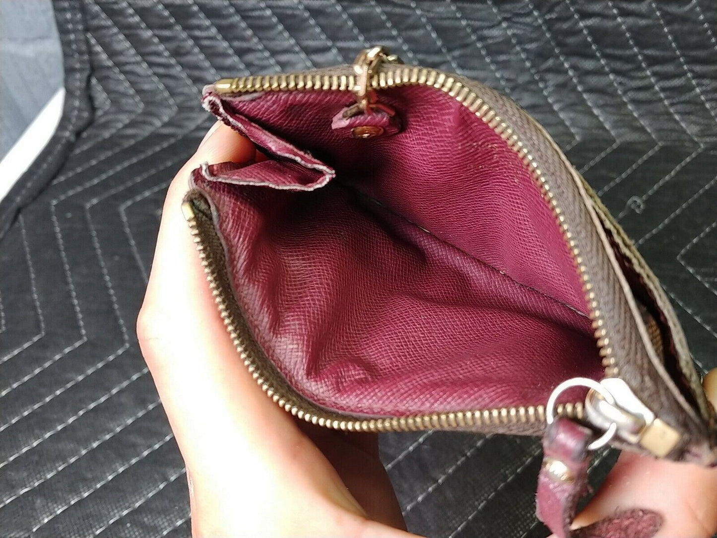 Authentic LOUIS VUITTON Key Cles Pouch Coin Card Holder Charm Damier Ebene