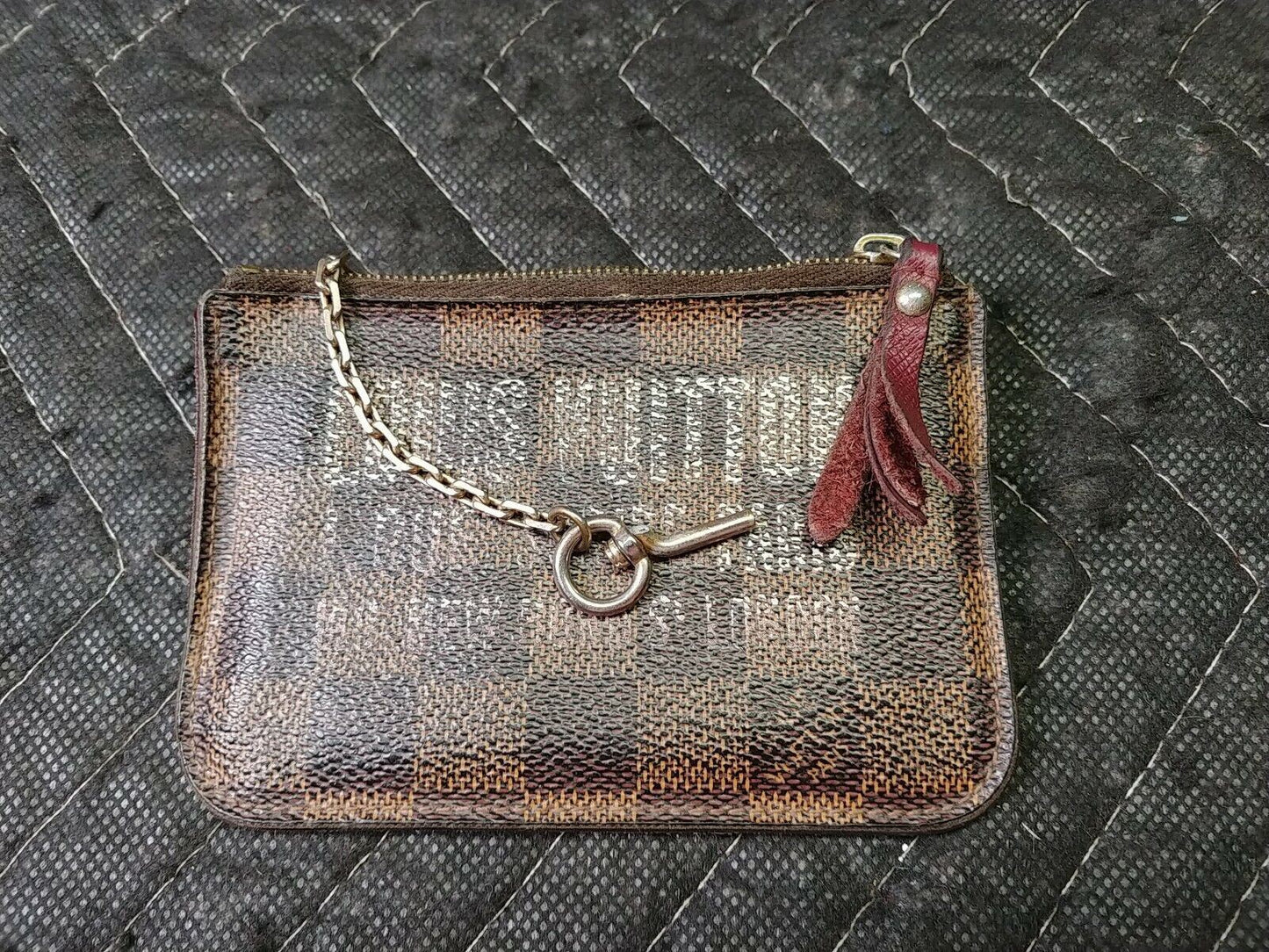 Authentic LOUIS VUITTON Key Cles Pouch Coin Card Holder Charm Damier Ebene