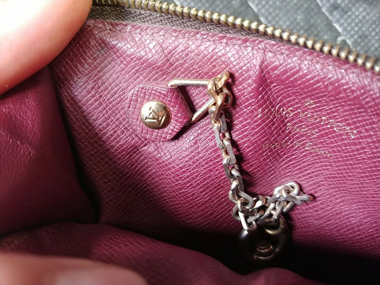 Authentic LOUIS VUITTON Key Cles Pouch Coin Card Holder Charm Damier Ebene