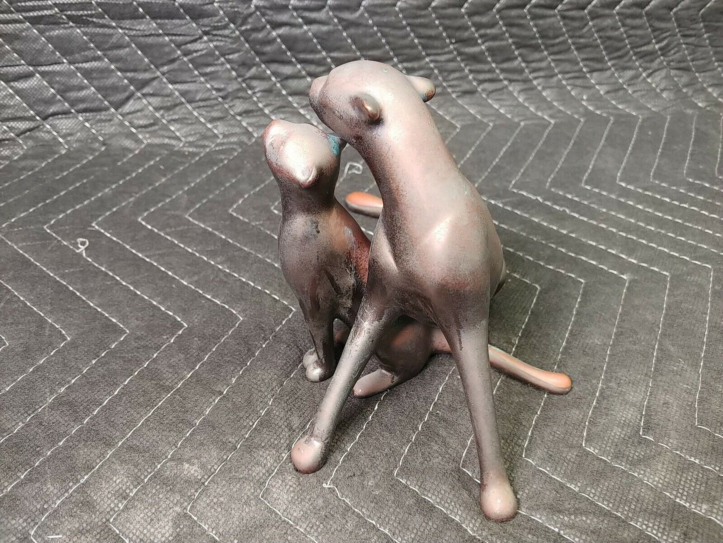 Solid Brass/Bronze Mother and Cub Panther Art Sculpture Signed Loeto 141/2500