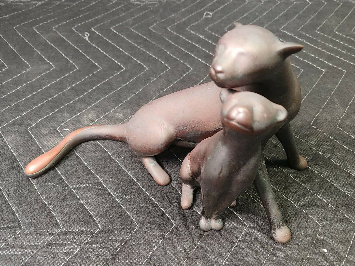 Solid Brass/Bronze Mother and Cub Panther Art Sculpture Signed Loeto 141/2500