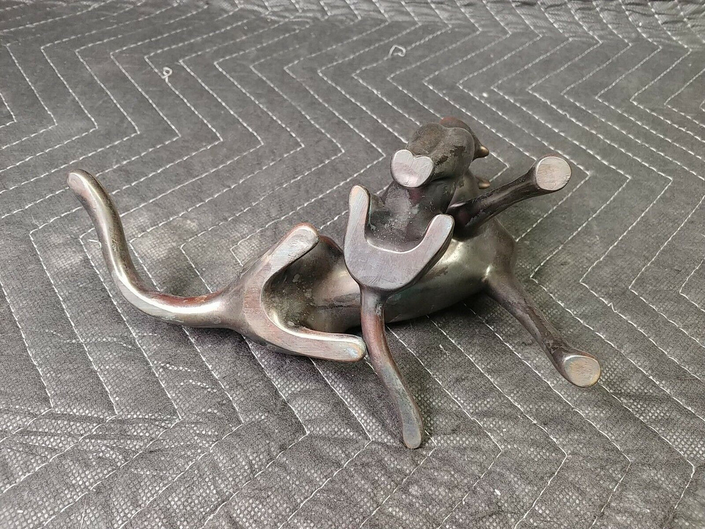 Solid Brass/Bronze Mother and Cub Panther Art Sculpture Signed Loeto 141/2500