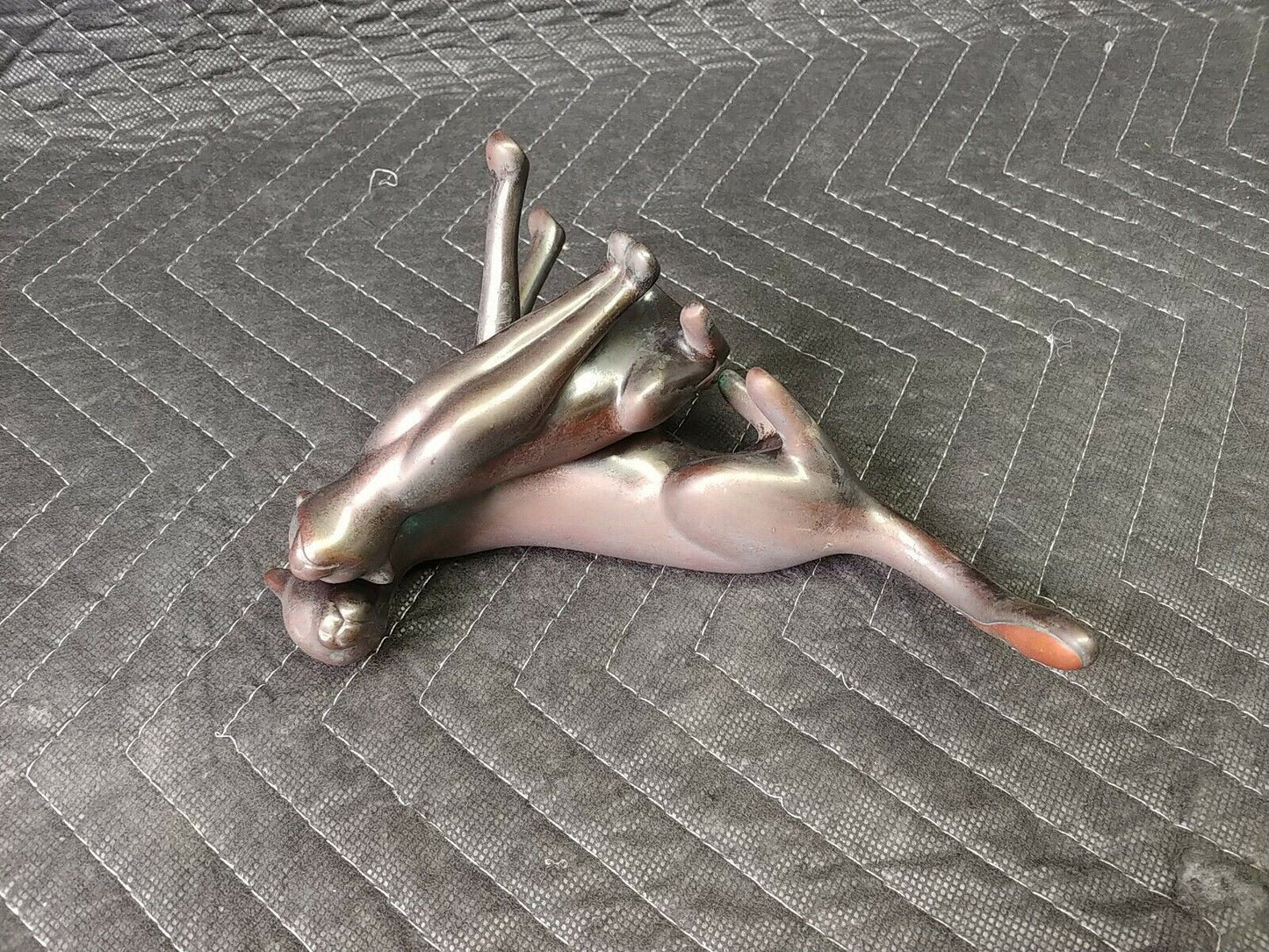 Solid Brass/Bronze Mother and Cub Panther Art Sculpture Signed Loeto 141/2500