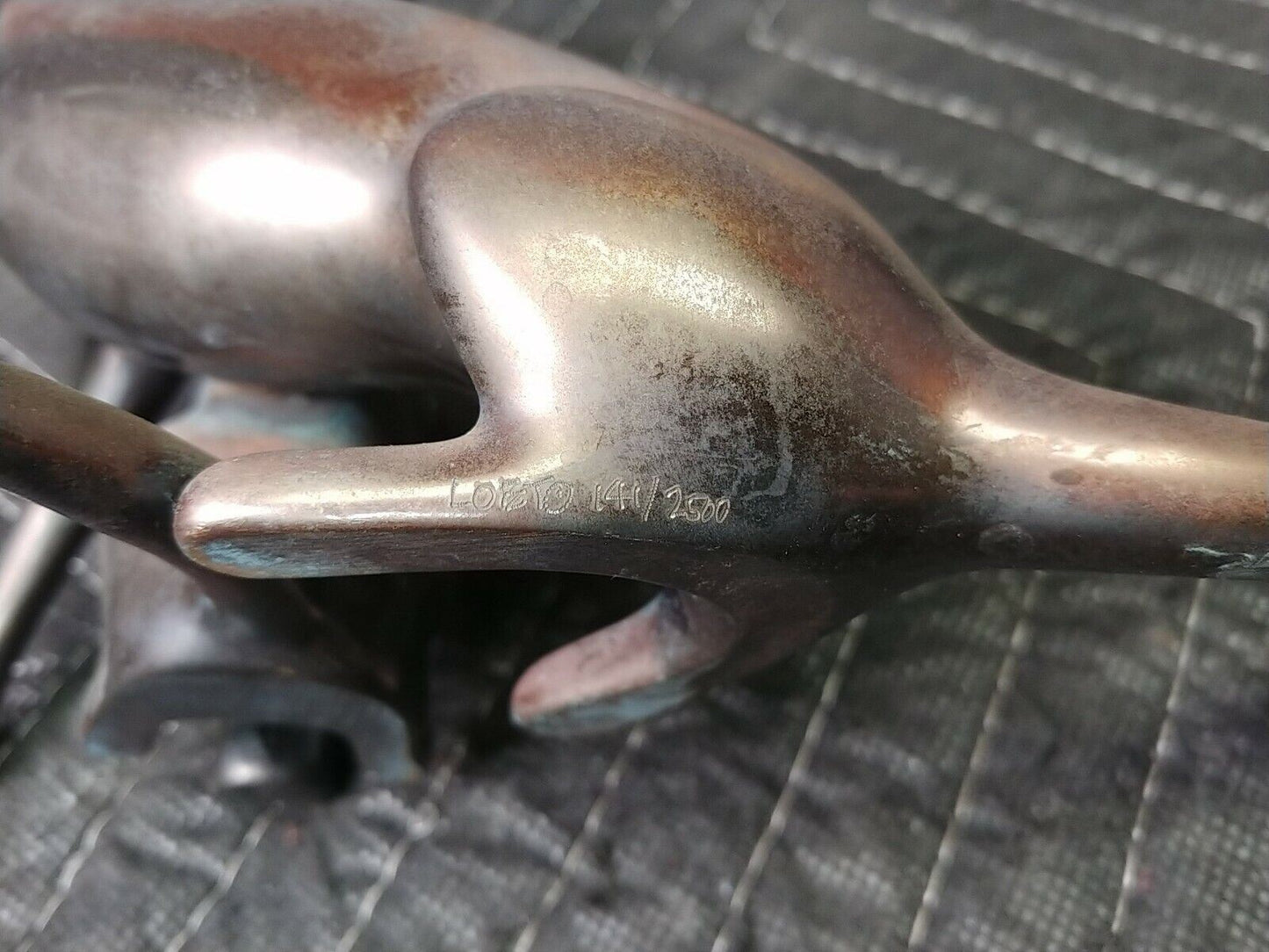 Solid Brass/Bronze Mother and Cub Panther Art Sculpture Signed Loeto 141/2500