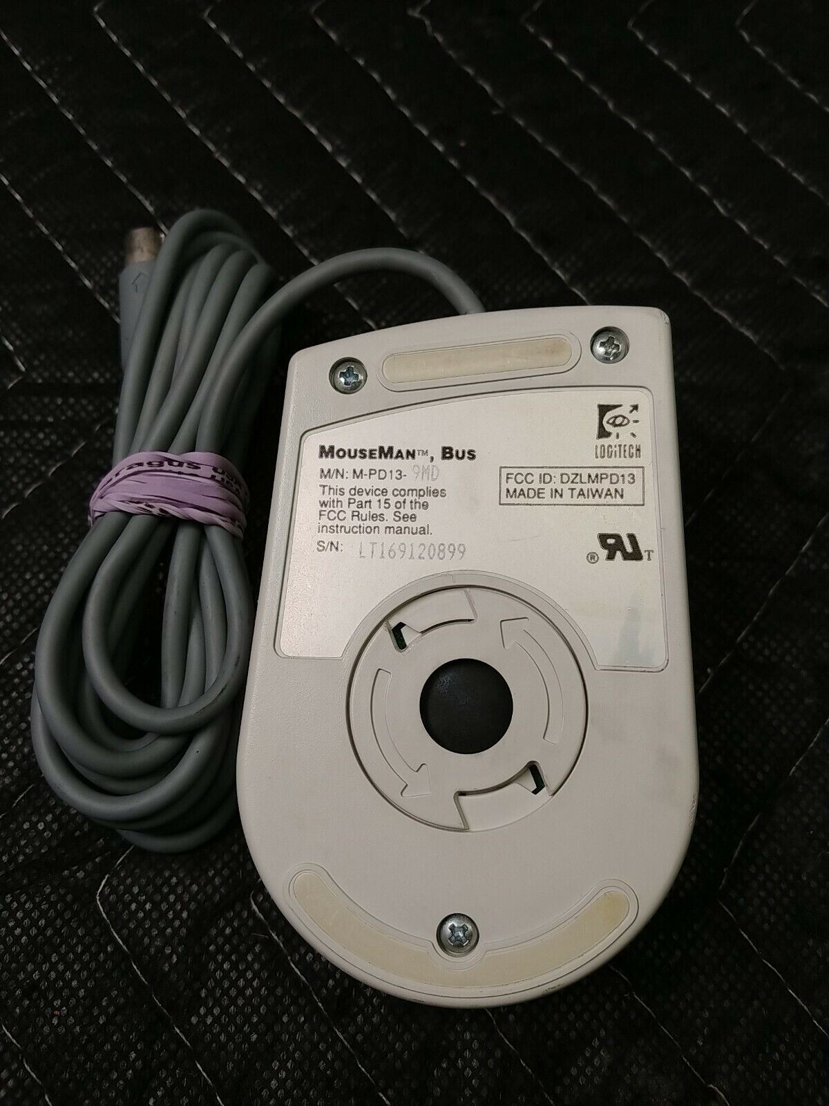Vintage Logitech MouseMan Bus Mouse M-PD13-9MD DZLMPD13 mini DIN
