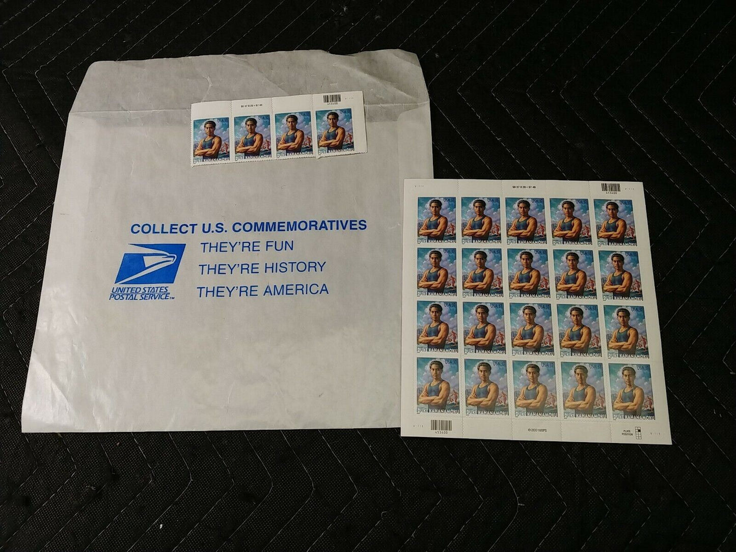 USA2002 37 Duke Kahanamoku Surfer - Plate Block of 20 + 4