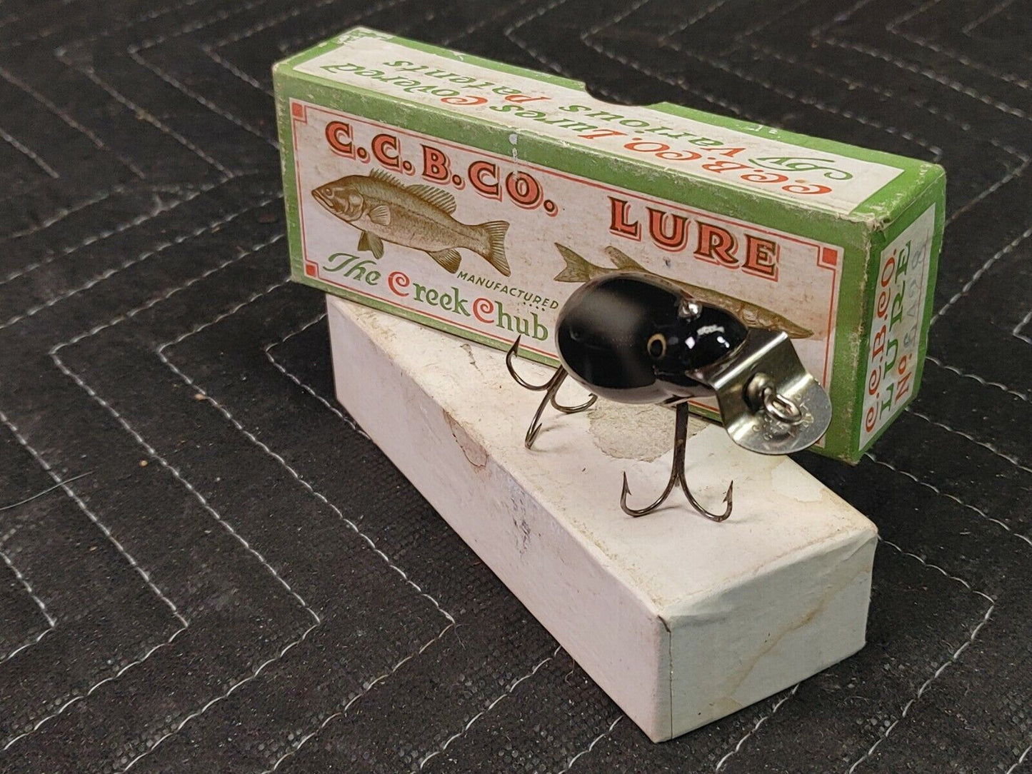 VINTAGE CREEK CHUB TINY TIM IN GRAY & BLACK FISHING LURE IN ORIGINAL BOX