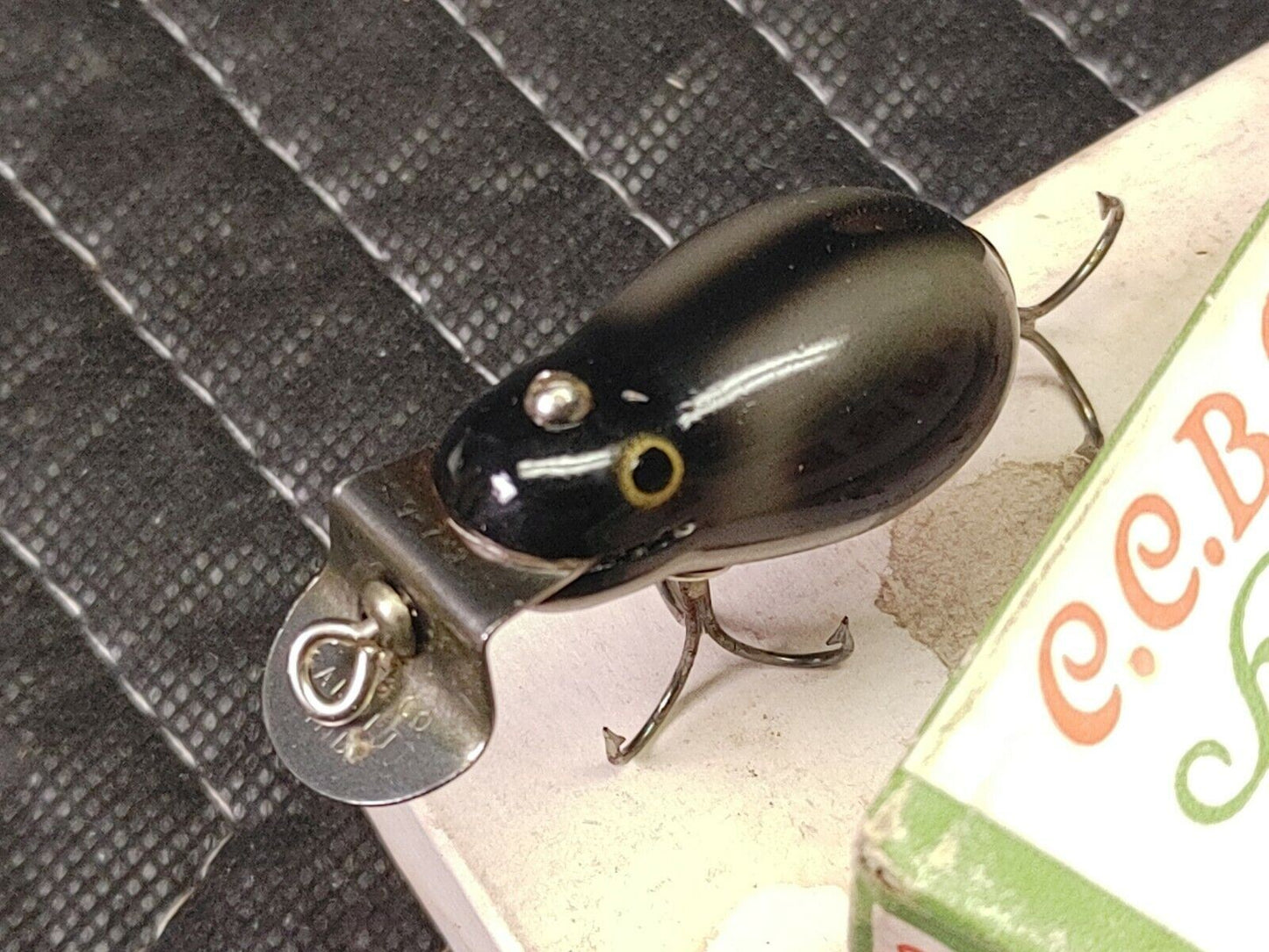 VINTAGE CREEK CHUB TINY TIM IN GRAY & BLACK FISHING LURE IN ORIGINAL BOX