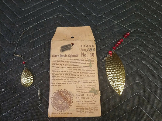 1920s Dave Davis Brass Spinner Lure # 10 in Original Envelope Los Angeles