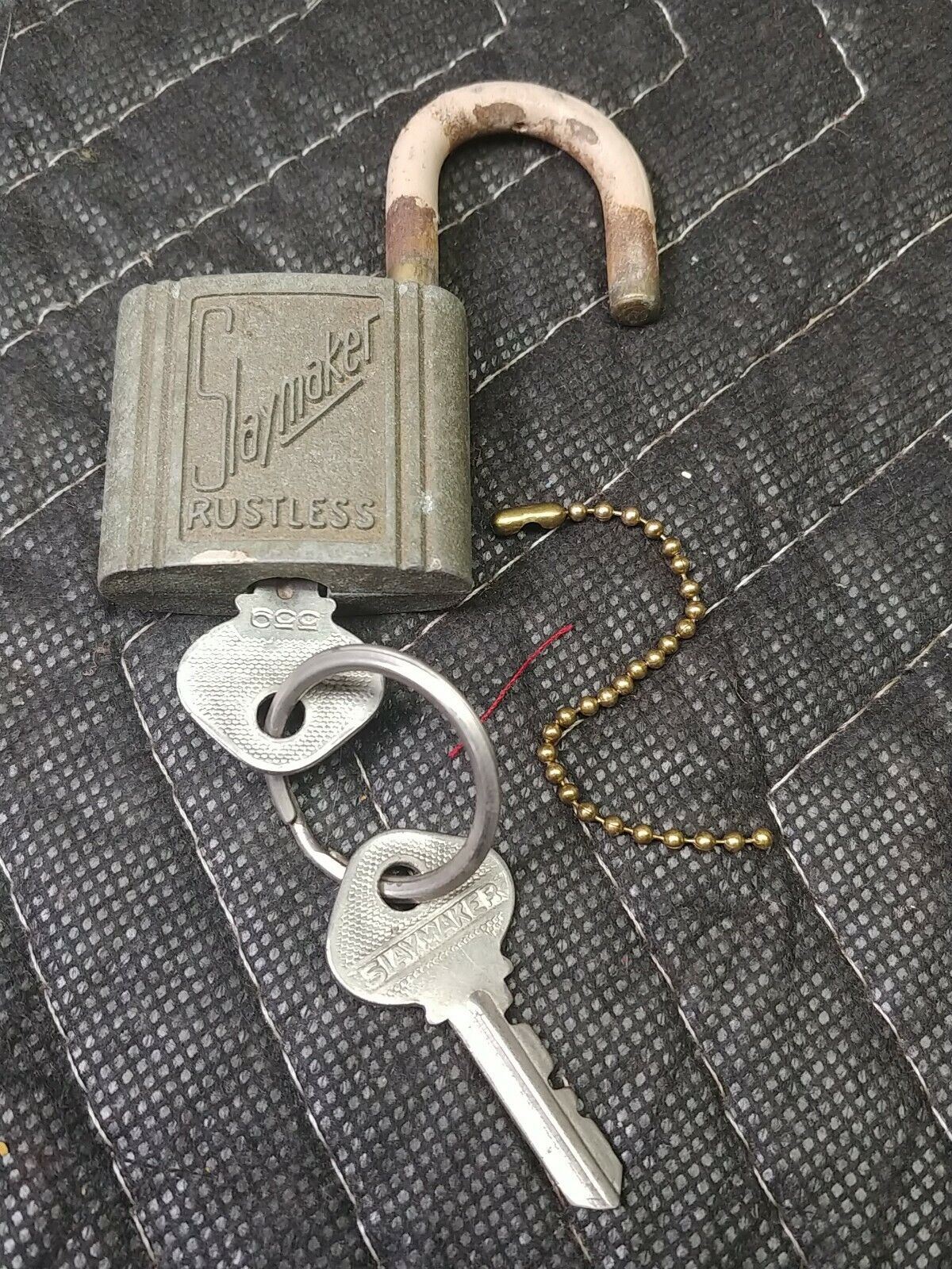 Vintage Slaymaker Rustless Brass Padlock Lock w/ 2 Keys Works